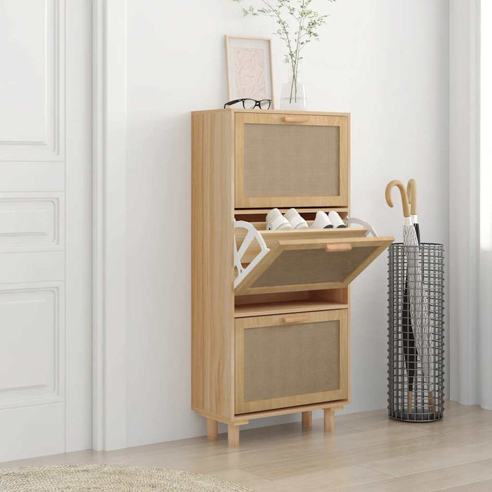 Pantofar, maro, 52x25x115 cm, lemn prelucrat și ratan natural WALTI