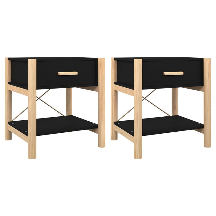 Noptiere, 2 buc., negru, 42x38x45 cm, lemn compozit - WALTI WALTI