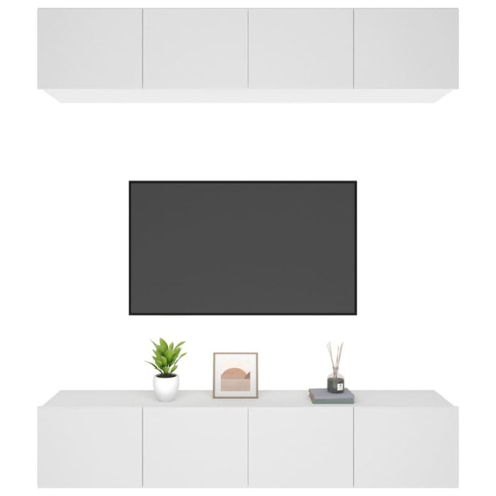 Comode TV, 4 buc., alb, 80x30x30 cm, lemn prelucrat - WALTI WALTI