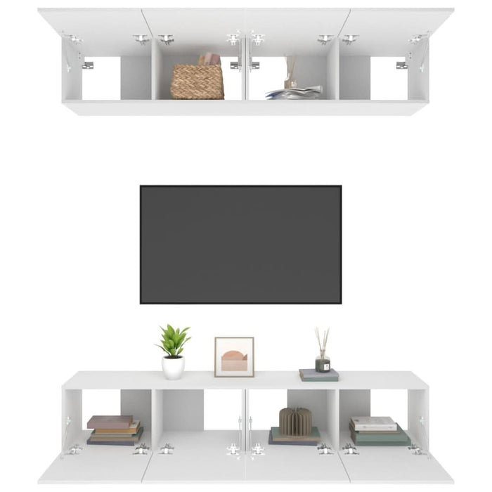 Comode TV, 4 buc., alb, 80x30x30 cm, lemn prelucrat - WALTI WALTI