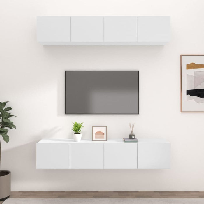Comode TV, 4 buc., alb, 80x30x30 cm, lemn prelucrat - WALTI WALTI