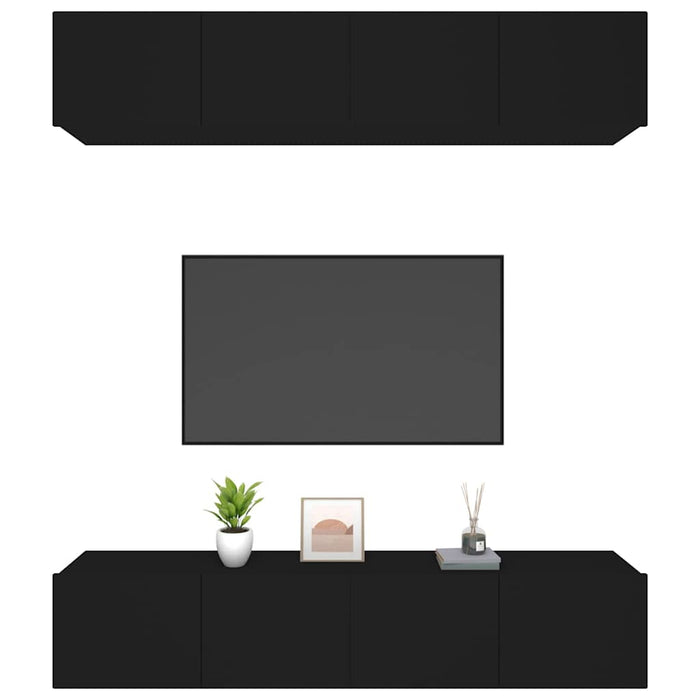 Comode TV, 4 buc., negru, 80x30x30 cm, lemn compozit WALTI