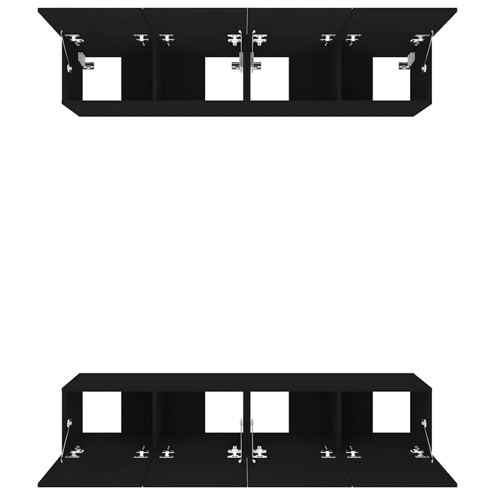 Comode TV, 4 buc., negru, 80x30x30 cm, lemn compozit WALTI
