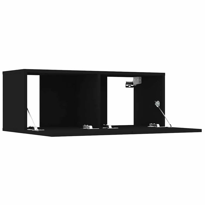 Comode TV, 4 buc., negru, 80x30x30 cm, lemn compozit WALTI