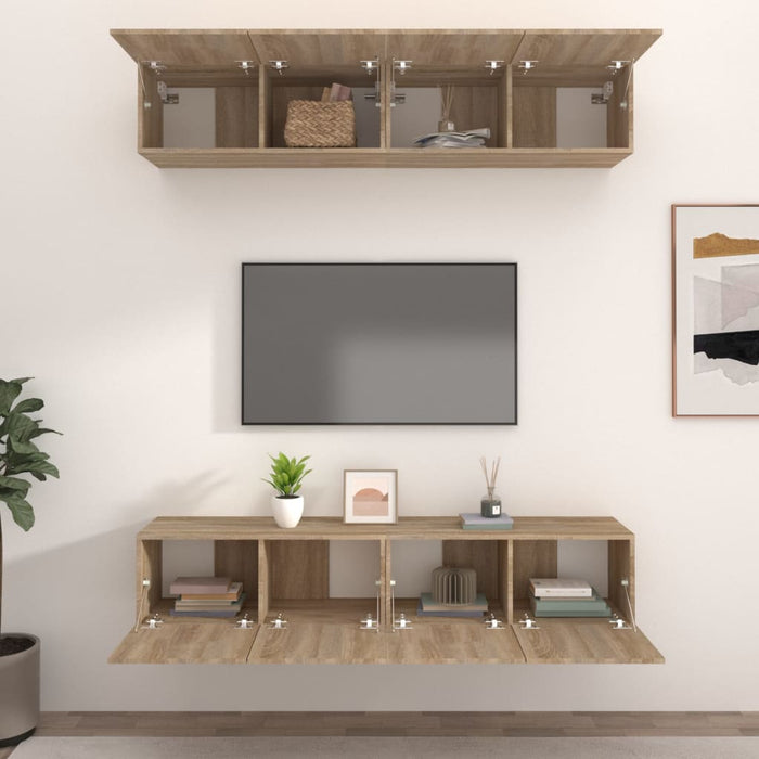 Comode TV, 4 buc., stejar sonoma, 80x30x30 cm, lemn prelucrat - WALTI WALTI