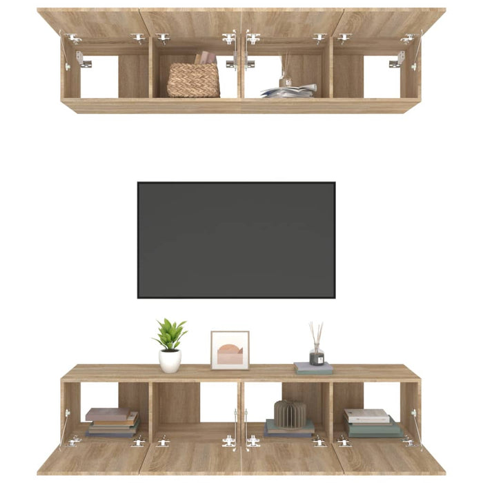 Comode TV, 4 buc., stejar sonoma, 80x30x30 cm, lemn prelucrat - WALTI WALTI