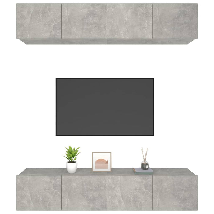 Comode TV, 4 buc., gri beton, 80x30x30 cm, lemn prelucrat - WALTI WALTI