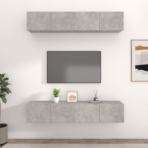 Comode TV, 4 buc., gri beton, 80x30x30 cm, lemn prelucrat - WALTI WALTI