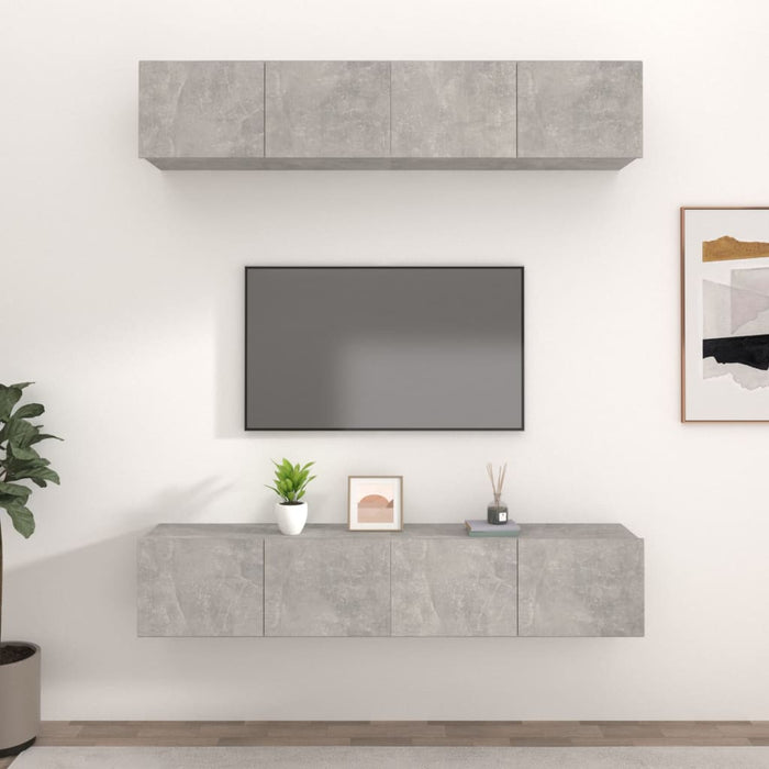 Comode TV, 4 buc., gri beton, 80x30x30 cm, lemn prelucrat - WALTI WALTI