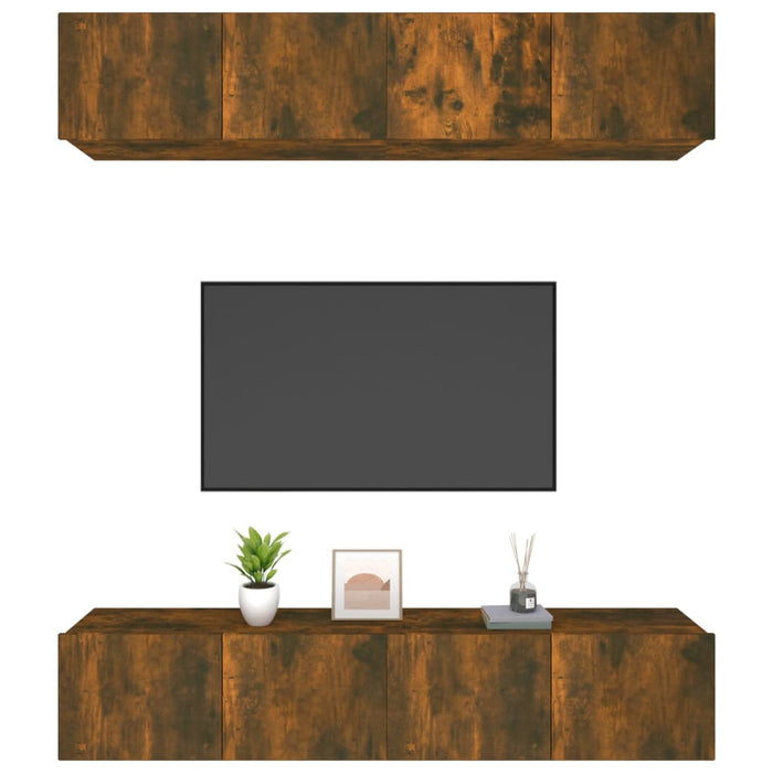 Comode TV, 4 buc., stejar afumat, 80x30x30 cm lemn prelucrat - WALTI WALTI