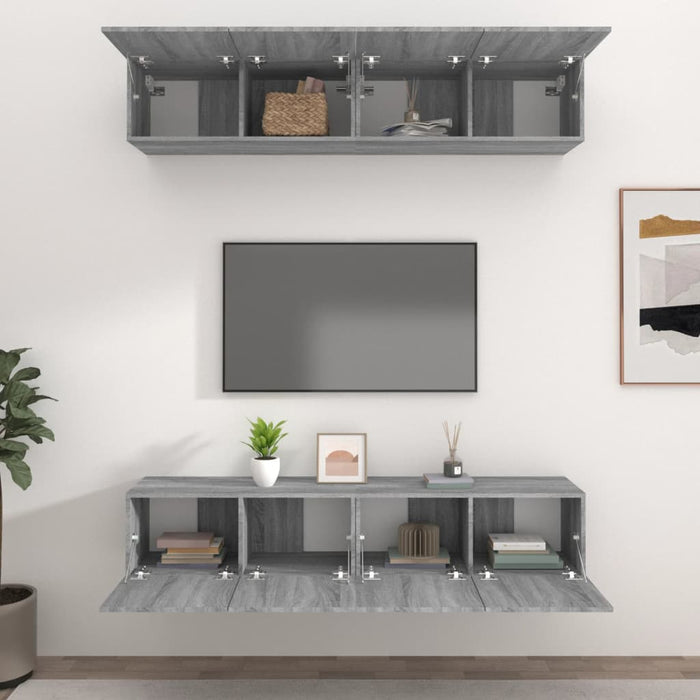 Comode TV, 4 buc., gri sonoma, 80x30x30 cm, lemn prelucrat - WALTI WALTI
