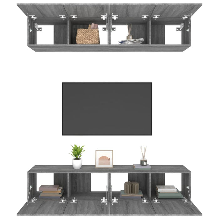 Comode TV, 4 buc., gri sonoma, 80x30x30 cm, lemn prelucrat - WALTI WALTI
