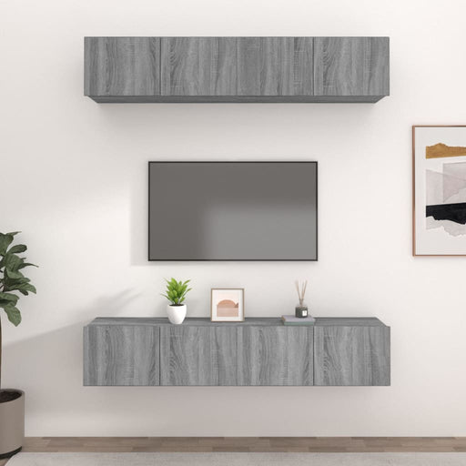 Comode TV, 4 buc., gri sonoma, 80x30x30 cm, lemn prelucrat - WALTI WALTI