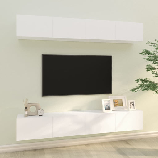 Dulapuri TV de perete, 4 buc, alb, 100x30x30 cm - WALTI WALTI