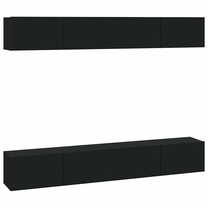 Dulapuri TV de perete, 4 buc., negru, 100x30x30 cm WALTI