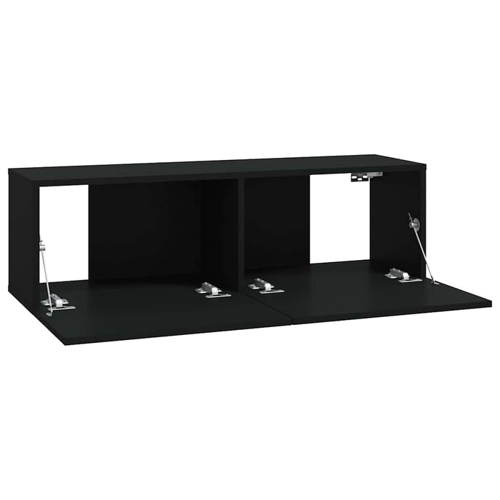 Dulapuri TV de perete, 4 buc., negru, 100x30x30 cm WALTI
