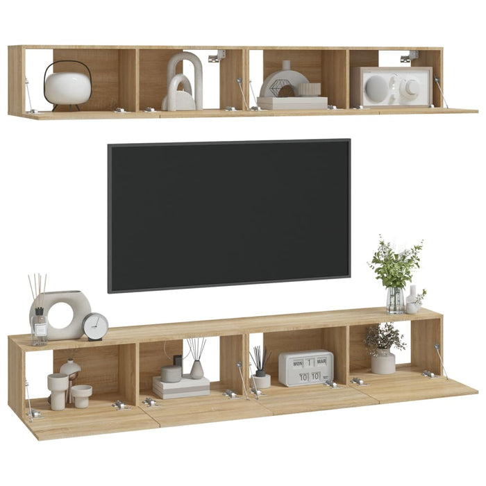 Dulapuri TV de perete, 4 buc, stejar sonoma, 100x30x30 cm - WALTI WALTI