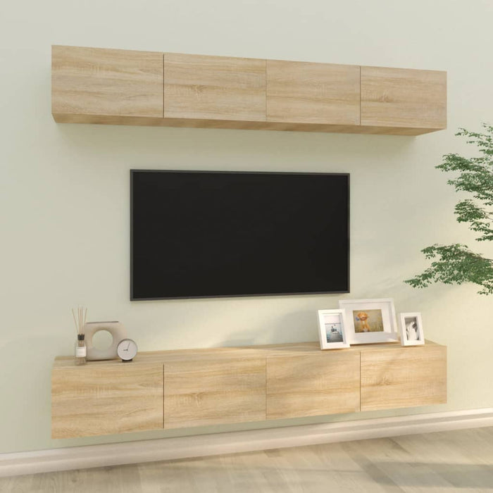 Dulapuri TV de perete, 4 buc, stejar sonoma, 100x30x30 cm - WALTI WALTI