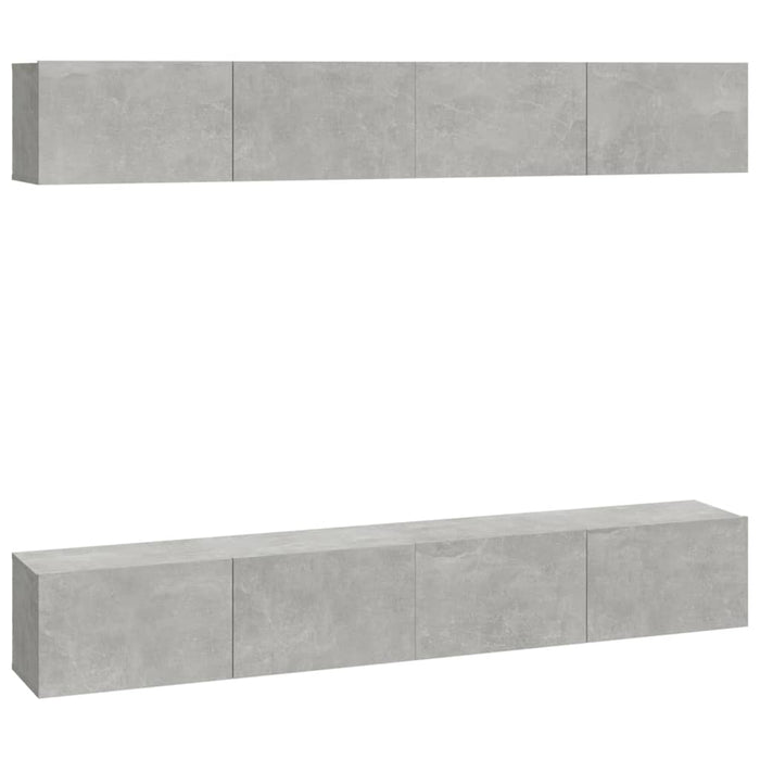 Dulapuri TV de perete, 4 buc, gri beton, 100x30x30 cm - WALTI WALTI
