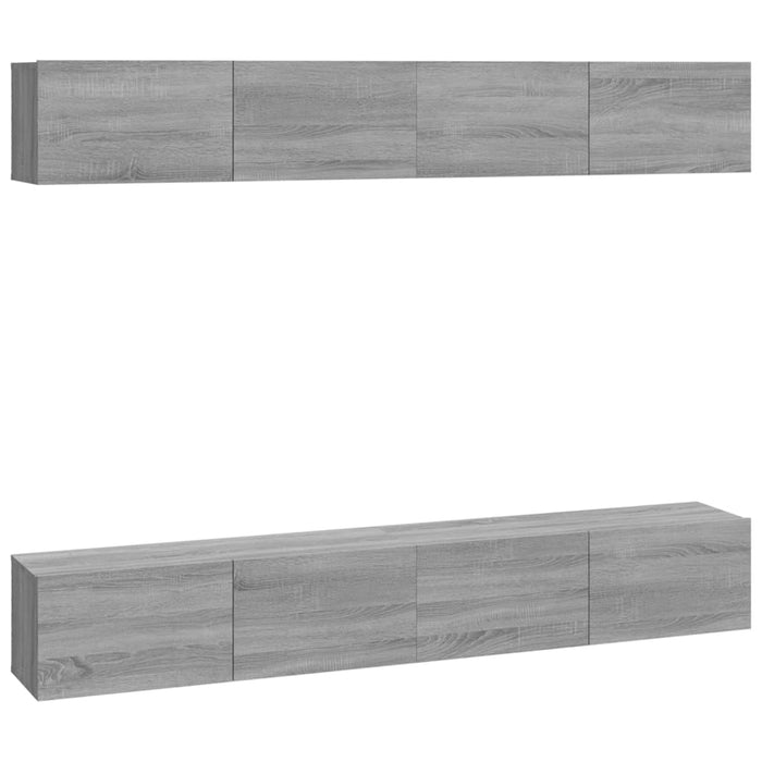 Dulapuri TV de perete, 4 buc, gri sonoma, 100x30x30 cm - WALTI WALTI