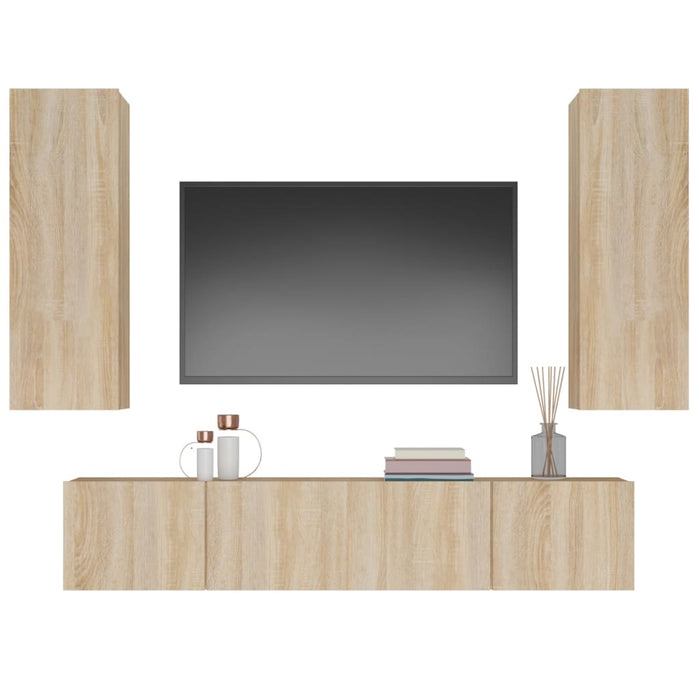 Set dulap TV, 4 piese, stejar sonoma, lemn prelucrat - WALTI WALTI