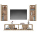 Set dulap TV, 4 piese, stejar sonoma, lemn prelucrat - WALTI WALTI