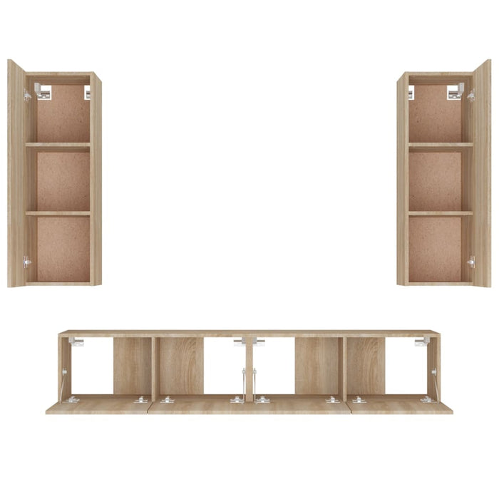 Set dulap TV, 4 piese, stejar sonoma, lemn prelucrat - WALTI WALTI