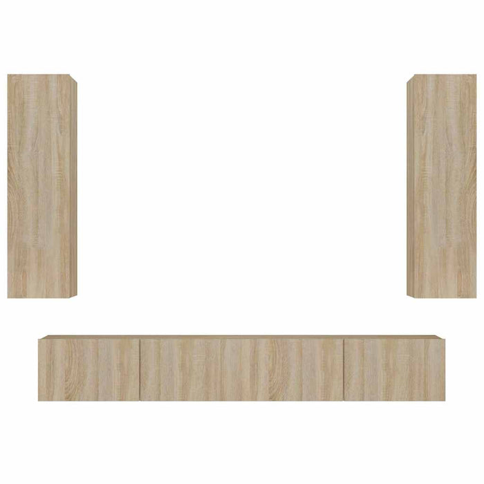 Set dulap TV, 4 piese, stejar sonoma, lemn prelucrat WALTI