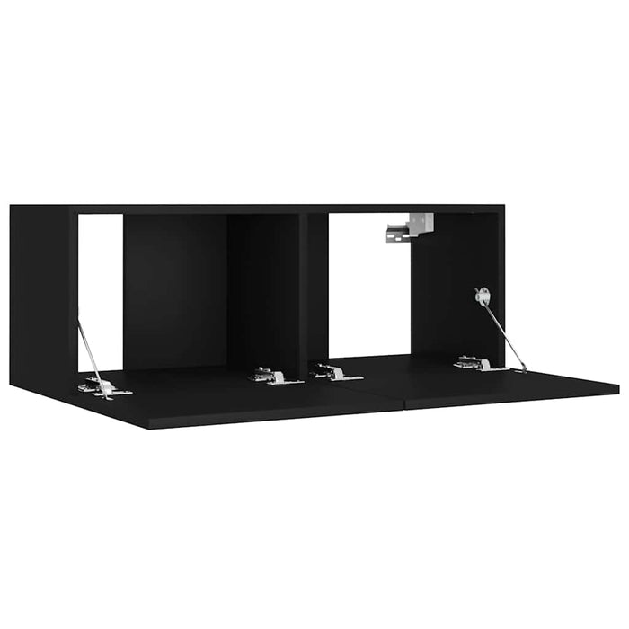 Set dulap TV, 8 piese, negru, lemn prelucrat WALTI