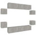 Set dulap TV, 8 piese, gri beton, lemn prelucrat - WALTI WALTI