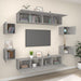 Set dulap TV, 8 piese, gri beton, lemn prelucrat - WALTI WALTI