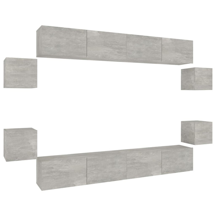 Set dulap TV, 8 piese, gri beton, lemn prelucrat - WALTI WALTI