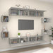 Set dulap TV, 8 piese, gri beton, lemn prelucrat - WALTI WALTI