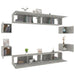 Set dulap TV, 8 piese, gri beton, lemn prelucrat - WALTI WALTI