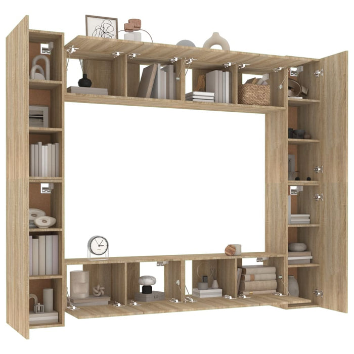 Set dulap TV, 8 piese, stejar sonoma, lemn prelucrat WALTI