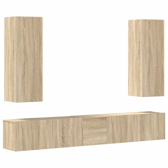 Set dulap TV, 5 piese, stejar sonoma, lemn prelucrat - WALTI WALTI