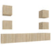 Set dulap TV, 6 piese, stejar sonoma, lemn prelucrat - WALTI WALTI