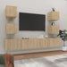 Set dulap TV, 6 piese, stejar sonoma, lemn prelucrat - WALTI WALTI