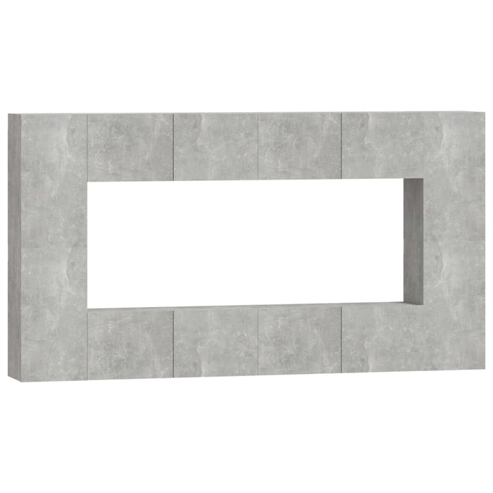 Set dulap TV, 8 piese, gri beton, lemn prelucrat WALTI