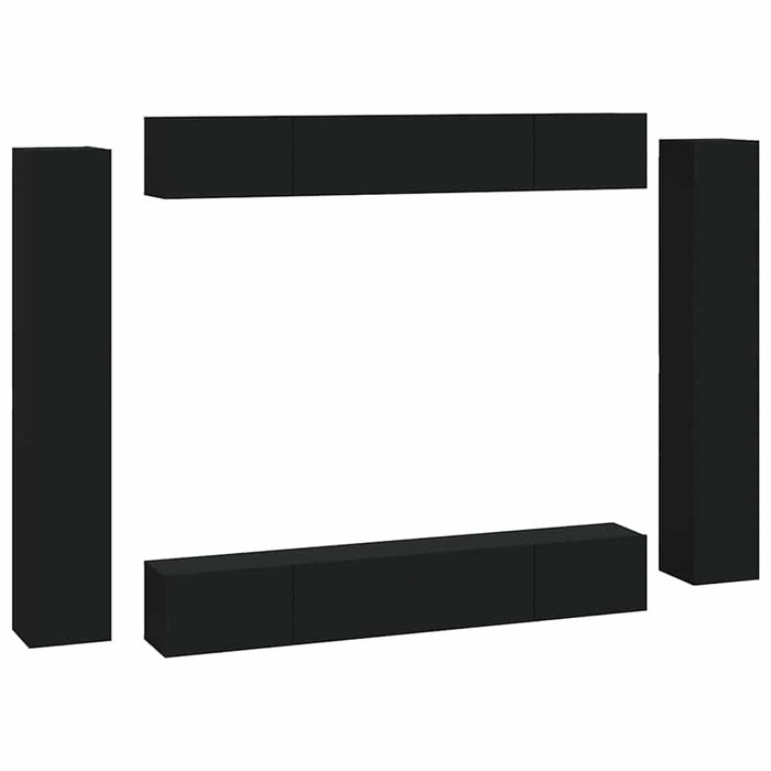 Set dulap TV, 8 piese, negru, lemn prelucrat WALTI
