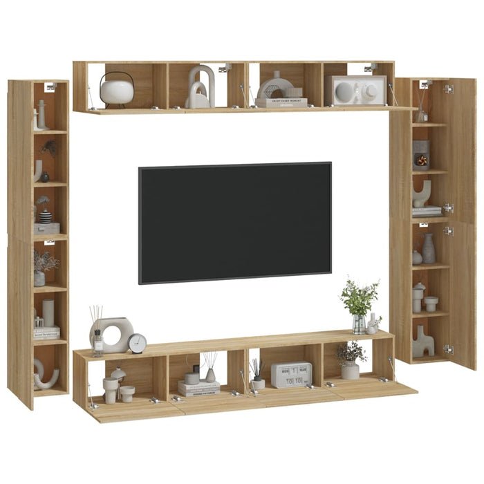 Set dulap TV, 8 piese, stejar sonoma, lemn prelucrat - WALTI WALTI