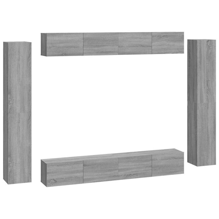Set dulap TV, 8 piese, gri sonoma, lemn prelucrat - WALTI WALTI
