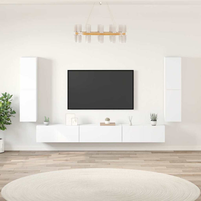 Set dulap TV, 7 piese, alb, lemn prelucrat - WALTI WALTI