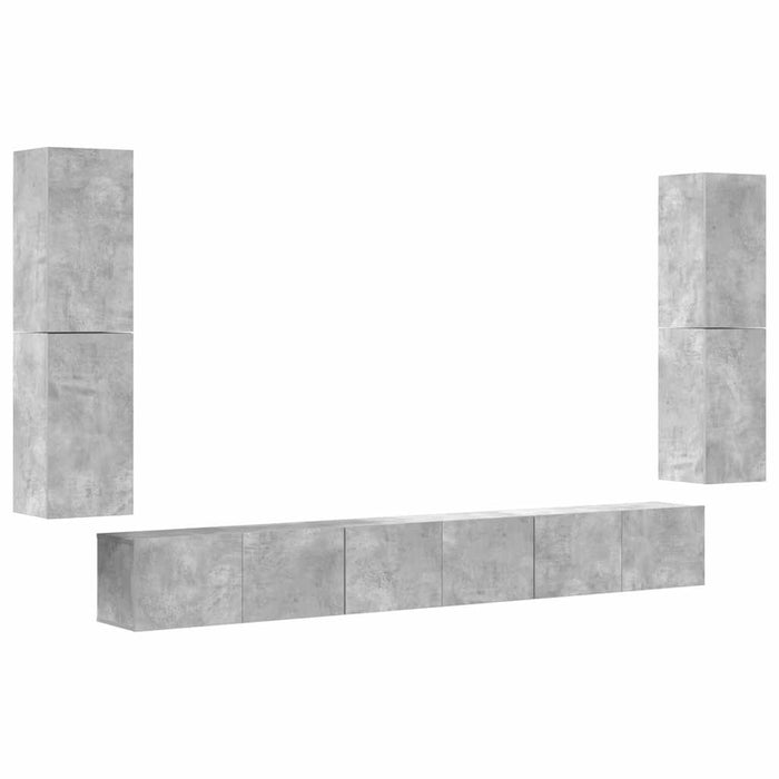 Set dulapuri TV, 7 piese, gri beton, lemn prelucrat WALTI