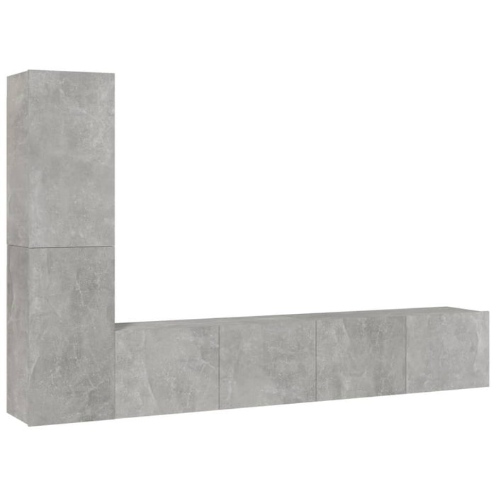 Set dulap TV, 4 piese, gri beton, lemn prelucrat WALTI