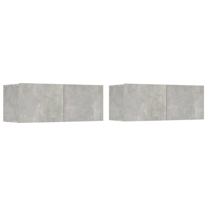Set dulap TV, 4 piese, gri beton, lemn prelucrat WALTI