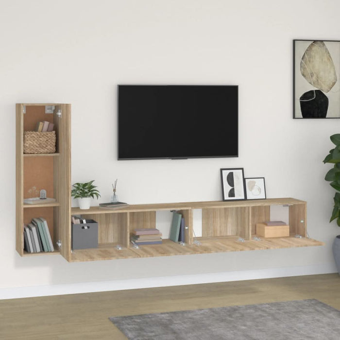Set dulap TV, 3 piese, stejar sonoma, lemn prelucrat - WALTI WALTI