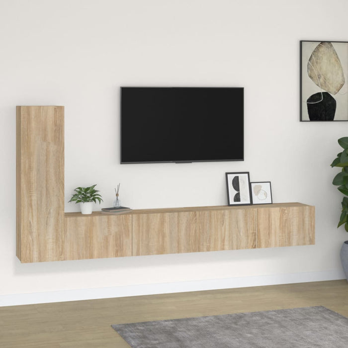 Set dulap TV, 3 piese, stejar sonoma, lemn prelucrat WALTI