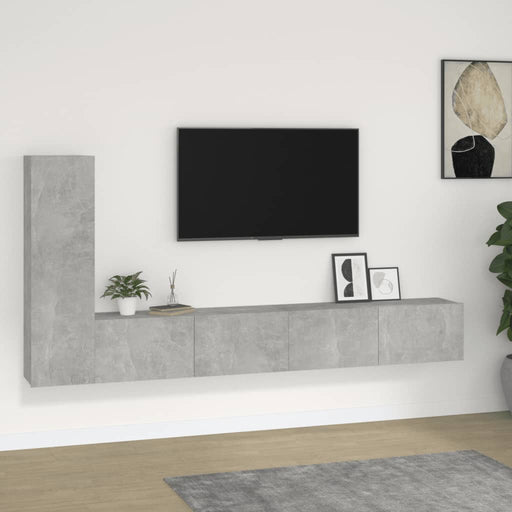 Set dulapuri TV, 3 piese, gri beton, lemn prelucrat - WALTI WALTI