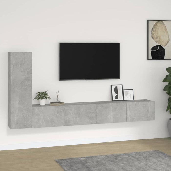 Set dulapuri TV, 3 piese, gri beton, lemn prelucrat WALTI